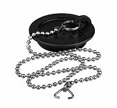 Пробка Masterprof для ванн и раковин, диаметр сливного отверстия 43 мм, с цепочкой 450 мм, черная