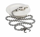 Пробка Masterprof для ванн и раковин, диаметр сливного отверстия 43 мм, с цепочкой 450 мм, белая