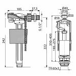 Комплект арматуры Alcaplast SA2000 для унитаза, боковой подвод, 1/2", пластик
