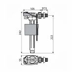 Клапан для бачка унитаза Alcaplast A16  горизонтальный подвод 3/8" металлическая резьба