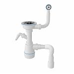 Сифон бутылочный Nova 1048 для кухонной мойки, с переливом, 50-3 1/2", белый