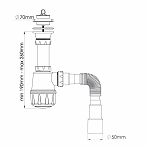 Сифон бутылочный Nova 1060 для мойки, выпуск 70 мм, 50-1 1/2", белый