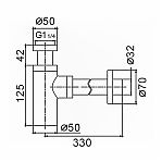 Сифон бутылочный Frap F82-6 для раковины 32-1 1/4", горизонтальный выход, белый