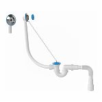 Сифон трубный Nova 1520 для ванны 40/50-1 1/2", с переливом, белый