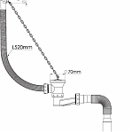 Сифон гофрированный Nova Plumbing Solution 1521 для ванны, 40/50-1 1/2", с пластмассовой цепочкой, белый