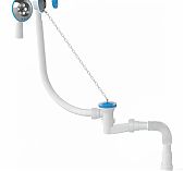 Сифон гофрированный Nova Plumbing Solution 1521 для ванны, 40/50-1 1/2", с пластмассовой цепочкой, белый