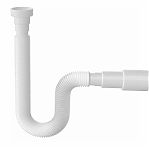 Труба гофрированная McAlpine Nova 1315 гибкая, с гайкой, раздвижная, вход 1 1/2", выход 40/50 мм, длина 740 мм, белая