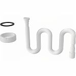 Труба гофрированная NOVA 1335 гибкая, раздвижная, с гайкой, вход 1 1/2", выход 40/50 мм, длина 1300 мм, белая