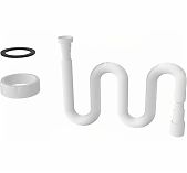 Труба гофрированная NOVA 1335 гибкая, раздвижная, с гайкой, вход 1 1/2", выход 40/50 мм, длина 1300 мм, белая