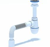 Сифон Ани Пласт C0110 для раковины 1 1/2" х 40, с гибкой трубой, белый, 40x50 мм