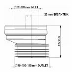 Манжета эксцентриковая Nova 7151 для унитаза, диаметр 110 мм, длина смещения по оси 20 мм, белый