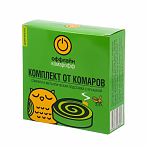 Комплект от комаров Оффлайн Комарофф, спирали и металлическая подставка с крышкой, в упаковке 10 штук