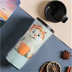 Термокружка Daniks Кот YYCF001-ct, пластиковый корпус и колба, цвет голубой, объем 380 мл