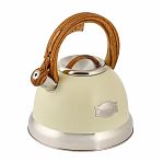Чайник нержавеющая сталь Daniks GS-04083C 480191, со свистком, слоновая кость, индукция, 3.4 л