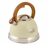 Чайник нержавеющая сталь Daniks GS-04083C 480191, со свистком, слоновая кость, индукция, 3.4 л