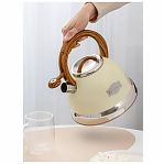 Чайник нержавеющая сталь Daniks GS-04083C 480191, со свистком, слоновая кость, индукция, 3.4 л