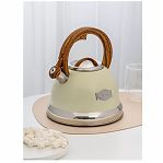 Чайник нержавеющая сталь Daniks GS-04083C 480191, со свистком, слоновая кость, индукция, 3.4 л