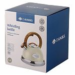 Чайник нержавеющая сталь Daniks GS-04083C 480191, со свистком, слоновая кость, индукция, 3.4 л