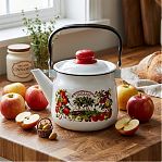 Чайник эмалированный Магнитогорск 01-2713/4-Organic, белый, с рисунком, 3.5 л