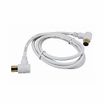 Шнур TV PLUG - TV JACK, 3.0 м, угловой, белый, REXANT 18-0024