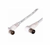 Шнур TV PLUG - TV JACK, 3.0 м, угловой, белый, REXANT 18-0024
