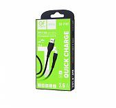 Кабель GFPower F16T, индикация USB Type-C 1 м, 3,6 A, черный ПВХ GF-F16T-BLK