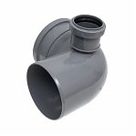 Отвод канализационный Sinikon 554003.R, 90 гр. 110 мм, с правым патрубком диаметром 50 мм, полипропилен, серый