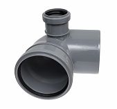 Отвод канализационный Sinikon 554003.R, 90 гр. 110 мм, с правым патрубком диаметром 50 мм, полипропилен, серый