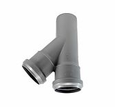 Тройник для внутренней канализации Синикон 508013R,  диаметр 50х50 мм, отвод под 45 градусов, серый