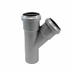 Тройник для внутренней канализации Синикон 508013R,  диаметр 50х50 мм, отвод под 45 градусов, серый