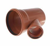 Тройник канализационный 45 гр., диаметр 200х110 мм, ПВХ, наружный, красный