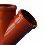 Тройник канализационный 45 гр., диаметр 200х200х200 мм, ПВХ, красный