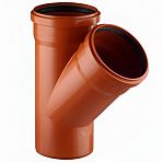 Тройник канализационный 45 гр., диаметр 200х200 мм, ПВХ, красный