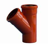 Тройник канализационный, D - 200 х 200 х 45°, ПВХ, наружный, красный