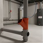 Тройник канализационный, D - 200 х 200 х 45°, ПВХ, наружный, красный