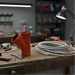 Тройник канализационный, D - 200 х 200 х 45°, ПВХ, наружный, красный