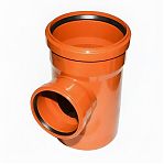 Тройник канализационный 87 гр., диаметр 200х160 мм, поливинилхлорид, красный