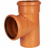 Тройник канализационный 87 гр., диаметр 200х200 мм, ПВХ, красный