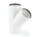 Тройник канализационный 45гр., Rehau Raupiano 11229841001, диаметр 110х110х110 мм, белый