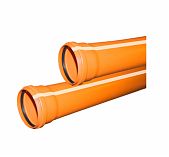 Труба Valfex ф160 с раструбом L=2 м, наружная канализация, толщина стенки 4.9, рыжая