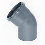 Отвод канализационный 45 гр., Valfex 20102110, диаметр 110 мм, серый