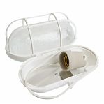 Светильник накладной Feron НБП 01-60-002 с решеткой 41404, 60 Вт, Е27, IP54, пластик, белый