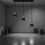 Светильник точечный Reluce 16006-0.9-003IL GU10 BK подвесной, 45 Вт, 3 лампы, металл, черный