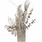 Ветвь декоративная 820 мм, серебро, SYJFYA- 0923048S,  для новогоднего украшения 