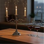 Подсвечник Лаконичность 279239, металл, на 3 свечи, цвет чёрный, хром, 10х25.5х27 см