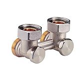 Узел нижнего подключения Giacomini R388 угловой H-образный 3/4" 3/4" Н ЕК-НГ латунь для двух