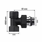 Набор термостатический угловой Royal Thermo Design RATVDU11212BL, 1/2 дюйма, М30х1.5, черный