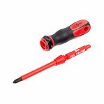 Набор диэлектрических отверток КВТ НИО-1107, 61949, ручка, 7 сменных бит, намагниченный наконечник