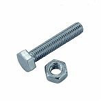 Болт в комплекте с гайкой М10, 100 мм, мелкий шаг 1.25 мм, DIN 933 класс прочности 8.8, оцинкованная сталь