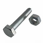 Болт в комплекте с гайкой М10, 100 мм, мелкий шаг 1.25 мм, DIN 933 класс прочности 8.8, оцинкованная сталь